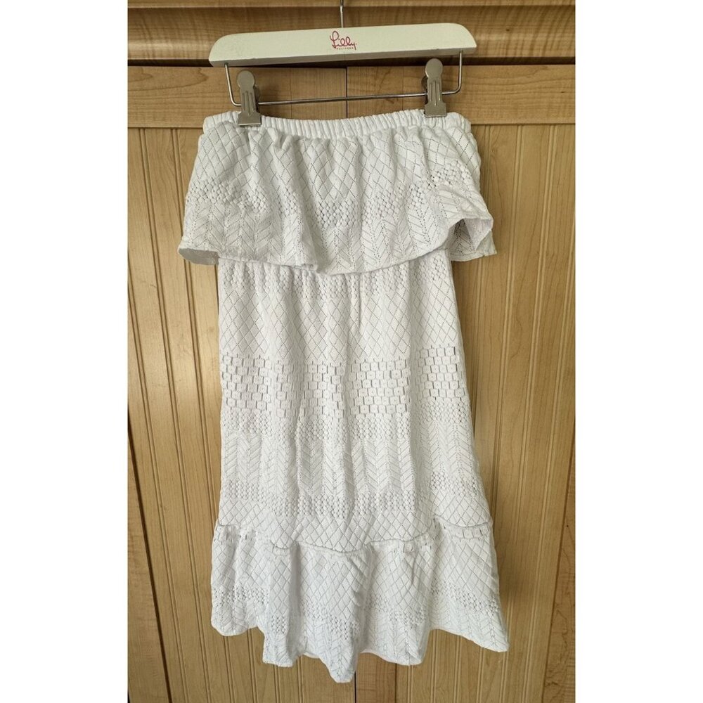 Melissa Odabash Women’s Strapless Mini Beach Coverup Dress White Crochet Sz Med - Picture 2 of 3